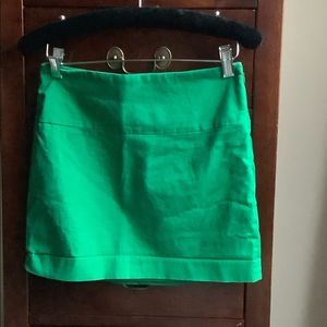 Green cotton sateen mini skirt from Express